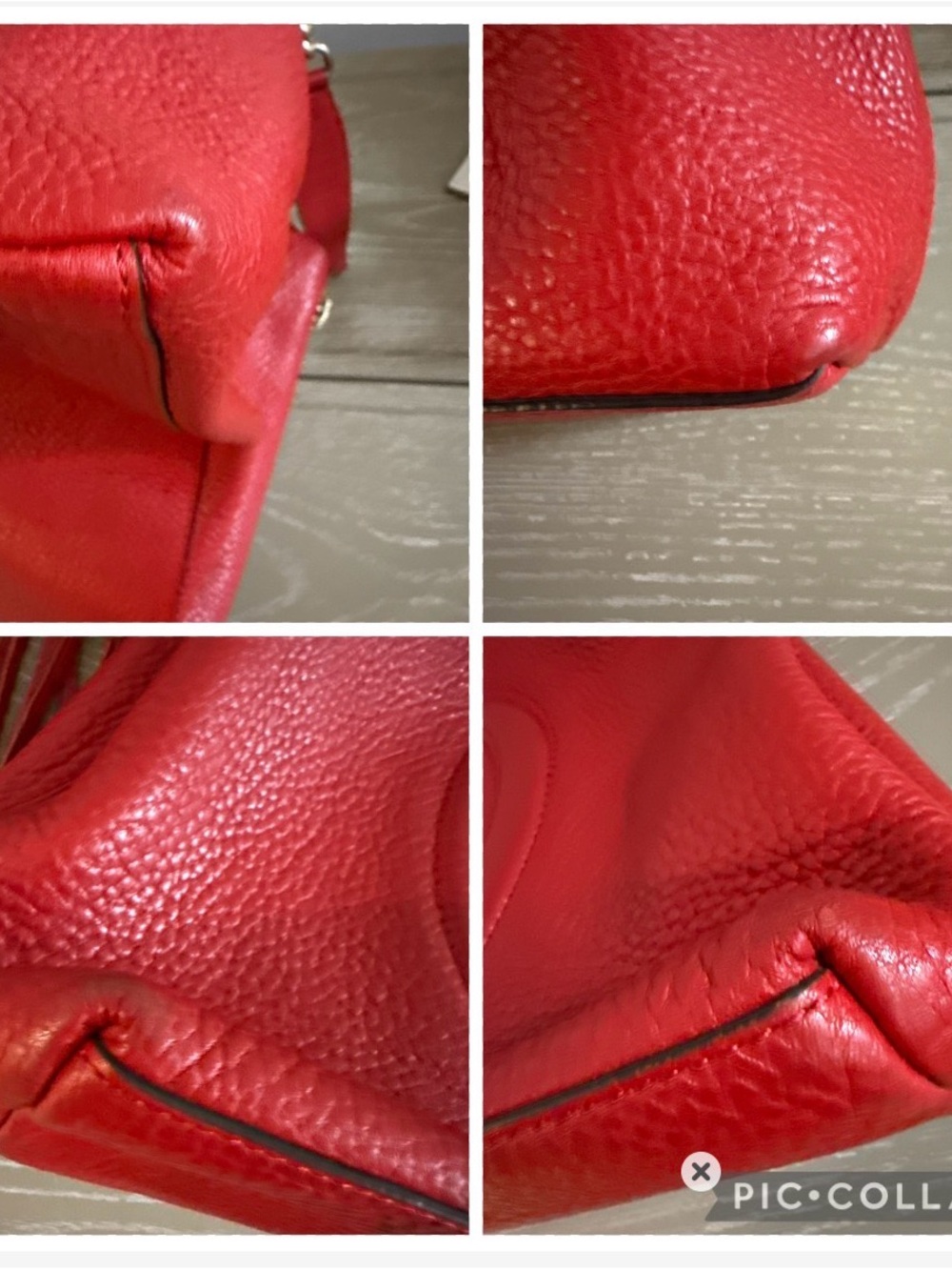 Gucci Red Pebbled Leather Shoulder Bag with Gold Chains - Picture 16 of 16
